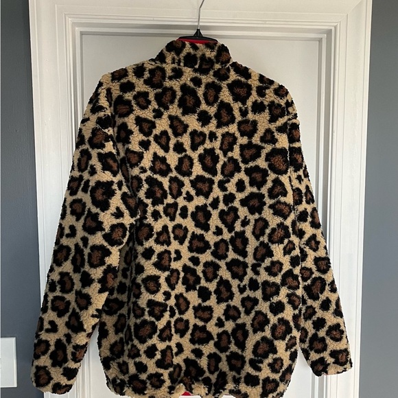 Simply Southern Reversible Red/Black Checkered Cheetah Nylon Sherpa Jacket sz L - Picture 8 of 13